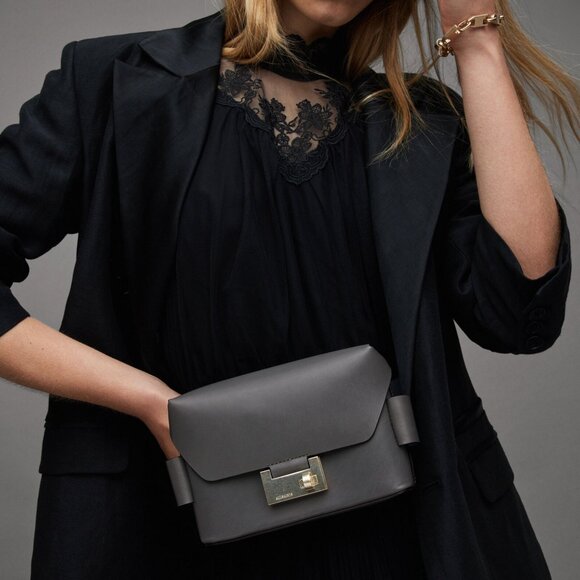 AllSaints Leather Frankie Convertible Crossbody Bag in Gray - Picture 7 of 11